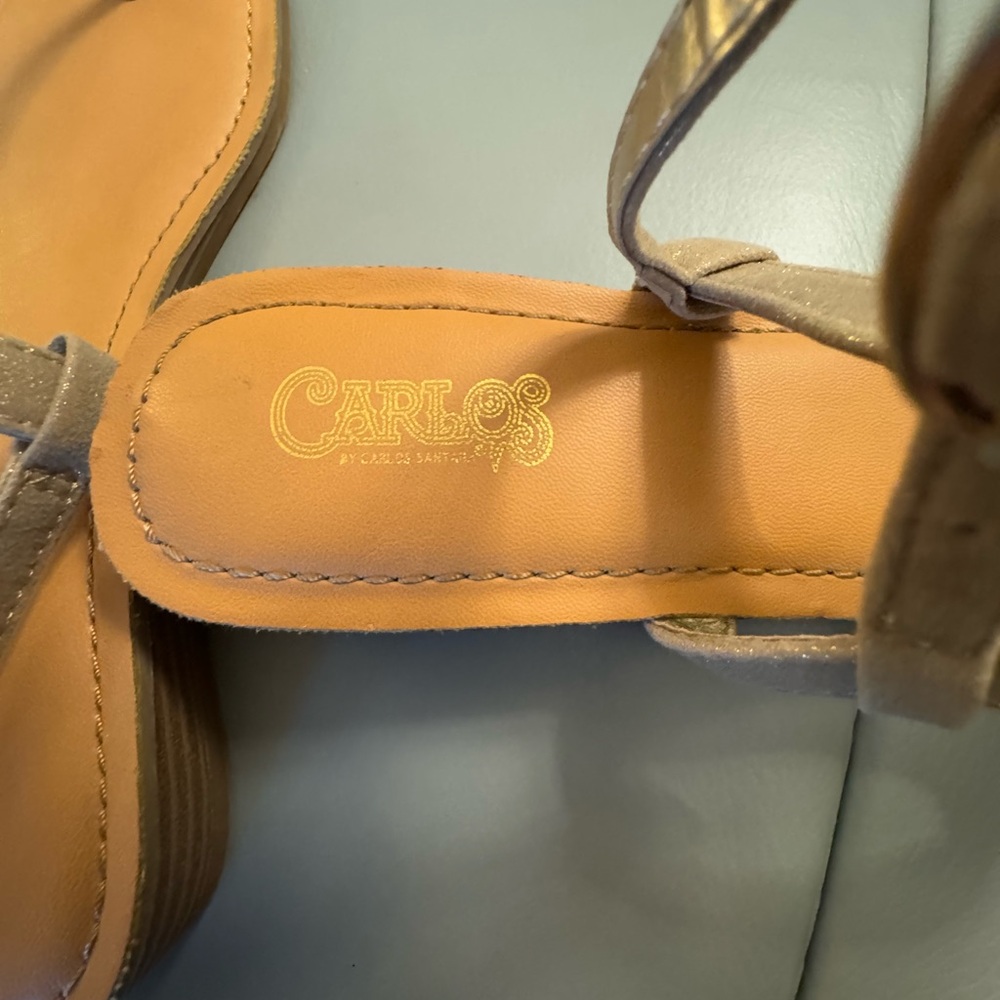 Carlos Santana Tamron Rhinestone Gold Wedge Sandals, Sz 7 - Picture 9 of 10